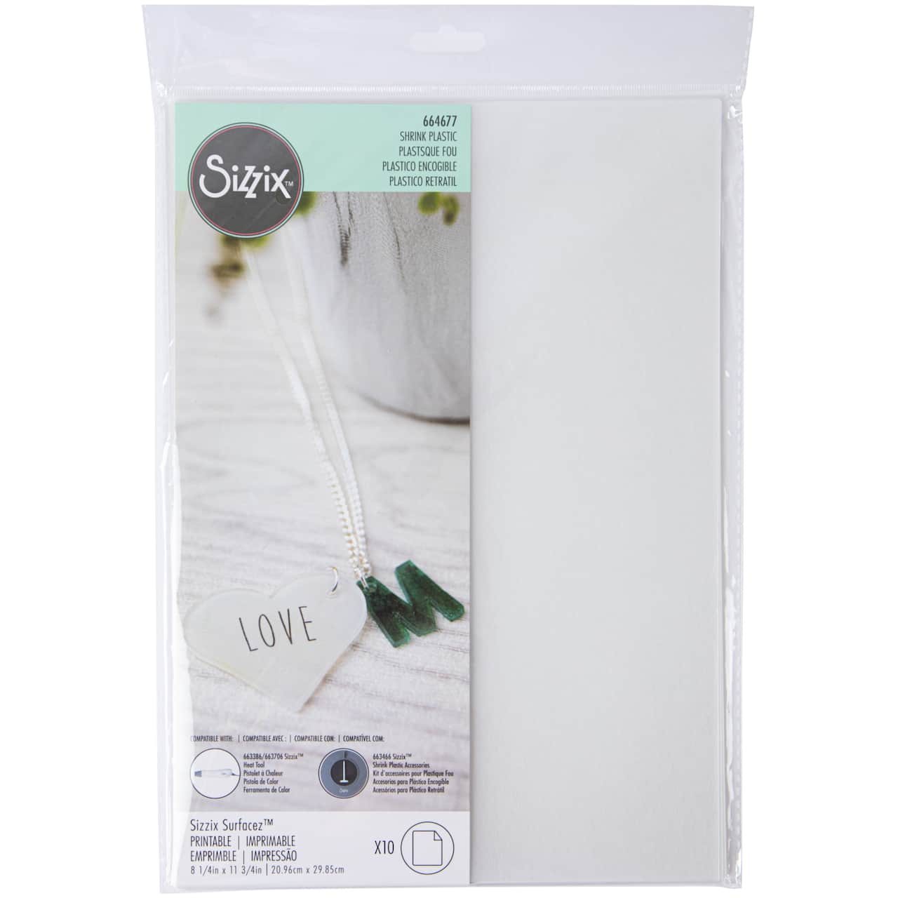 Sizzix® Surfacez® Printable Shrink Plastic Sheets, 10ct.